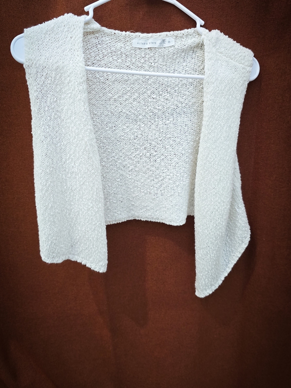 Altar’d State cozy ivory knit open-front sweater vest in size M - Picture 2 of 5